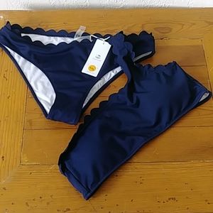 CUPSHE BLUE NAVY BIKINI 2 PIECES SIZE XL